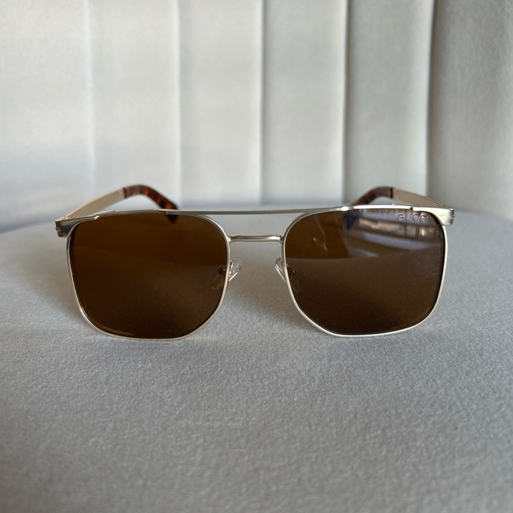Gucci Gold and Brown Sunglasses
